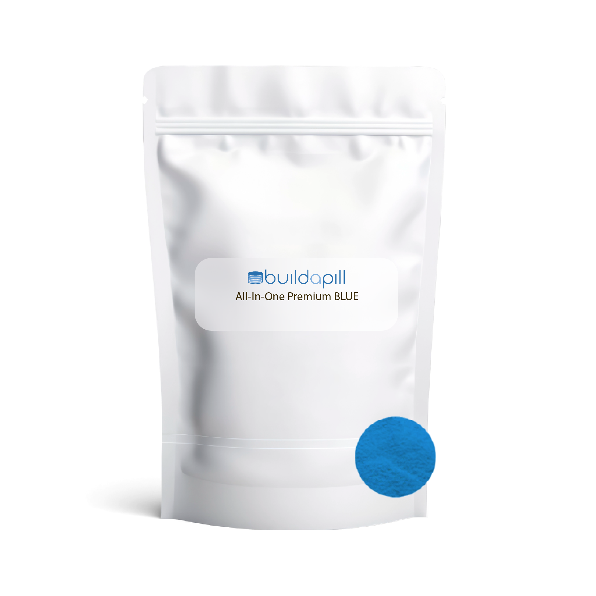 Blue All In One Premium Pre mixed Excipient Blend-White-Pouch-Bag-BuildaPill