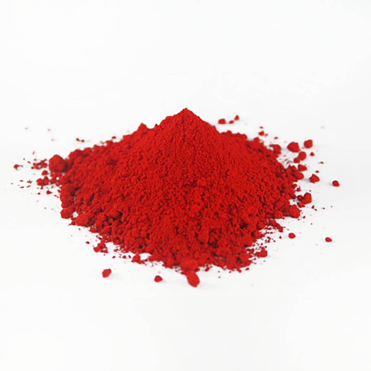 FD&C Red #40-Pile of FD&C Red #40 powder on white background-Excipient-Granules