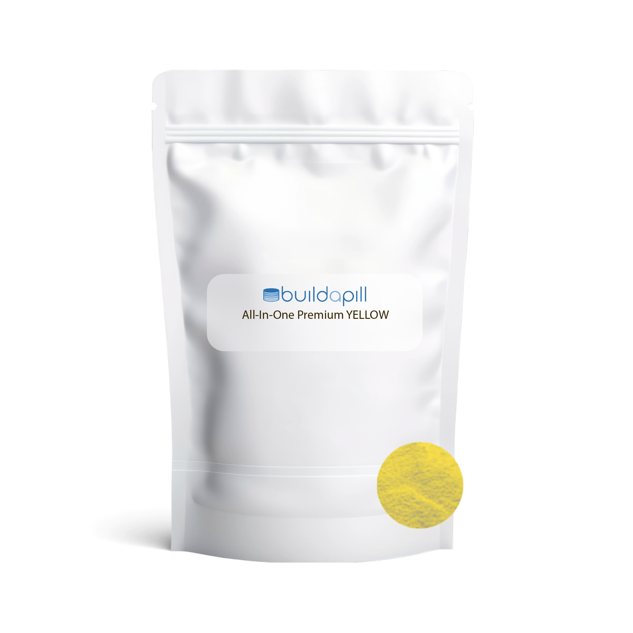 Yellow All In One Premium Pre mixed Excipient Blend-White-Pouch-Bag-BuildaPill