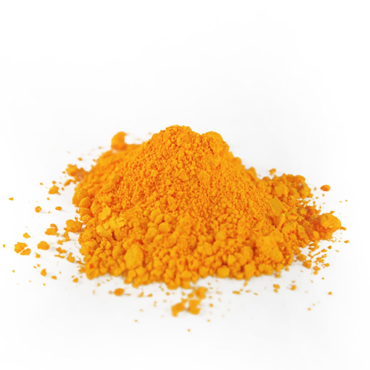 FD&C Yellow #5-Pile of FD&C Yellow #5 powder on white background-Excipient-Granules